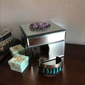 Turquoise sterling antique native American cuff